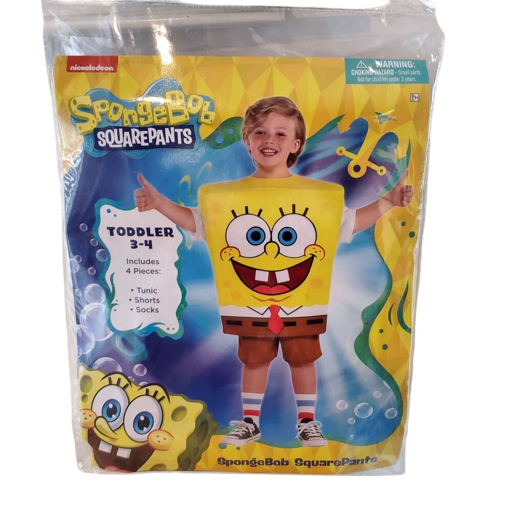 Spongebob Squarepants Halloween Costume Toddler Size 3-4 New Nickelodeon